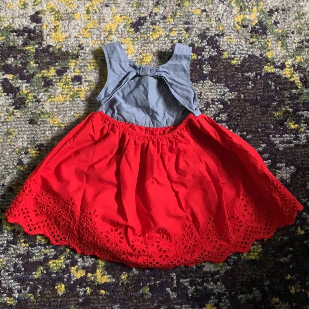 Gap Chambray Eyelet Open Back Dress